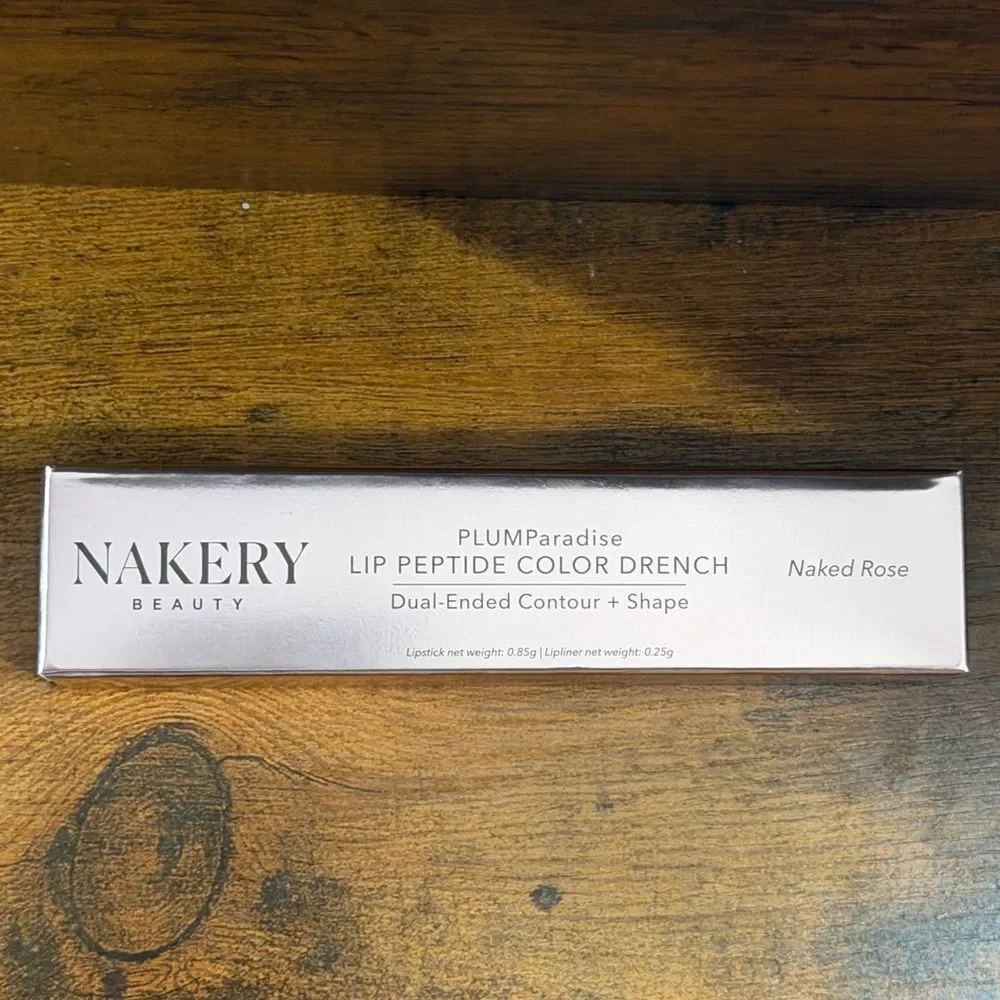 Nakery Beauty Duo: Plumping Lip Treatment + Peptide Liner/Lipstick Combo, NEW